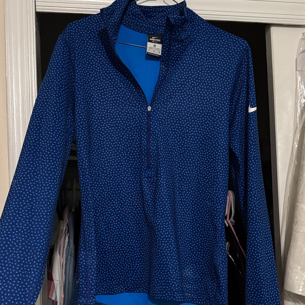 Nike Blue Patterned Half-Zip Top - image 1